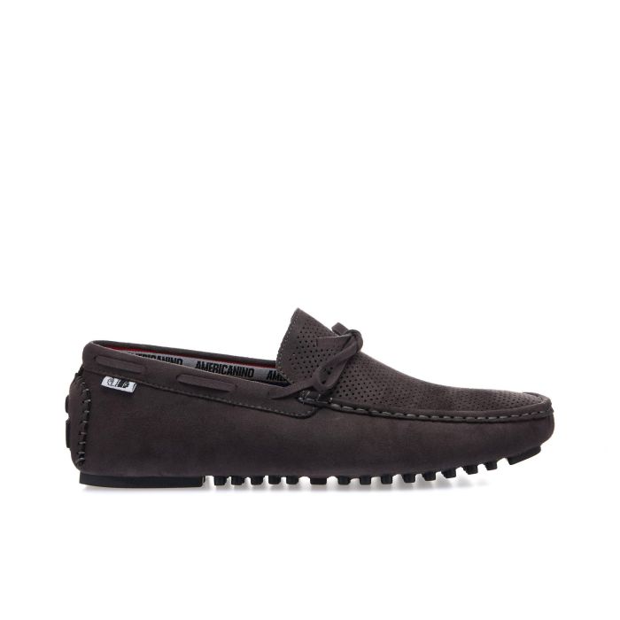 Mocassini casual grigio con lacci