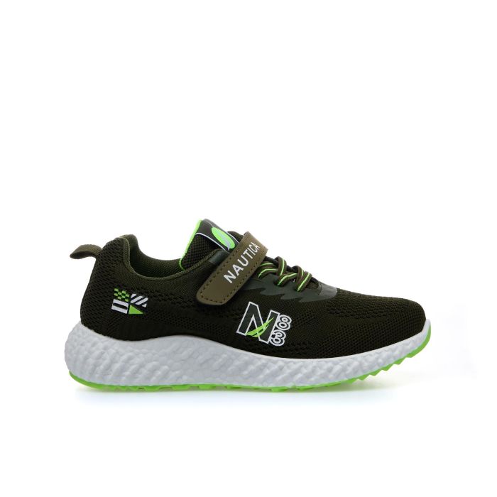 Sneakers junior verdi con strappo e lacci