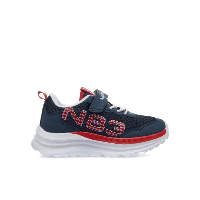 Sneakers blu da bambino con strappo e lacci elastici