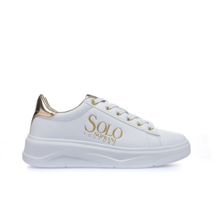 Sneakers bianche con suola chunky e logo laterale
