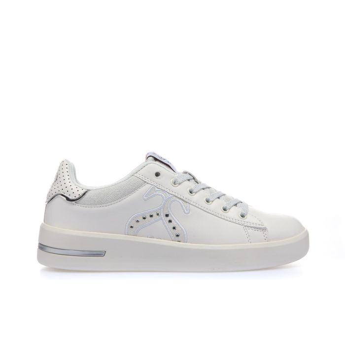 Sneakers bianche da donna con logo con strass