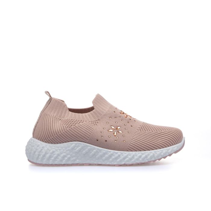 Sneakers junior modello slip-on rosa con strass