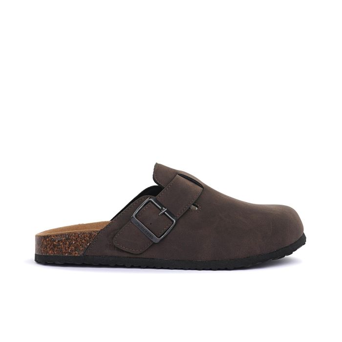 Sandali chiusi marroni con fondo effetto sughero