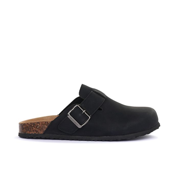 Sandali chiusi neri con fondo effetto sughero