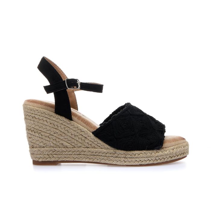 Sandali spuntati neri con zeppa modello campesine