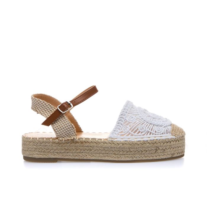 Sandali bianchi con platform in corda