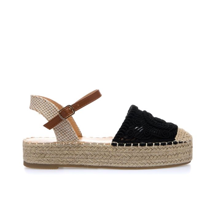 Sandali neri con platform in corda