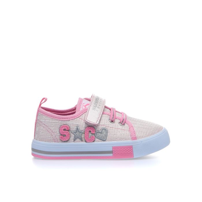 Sneakers rosa in tessuto con velcro