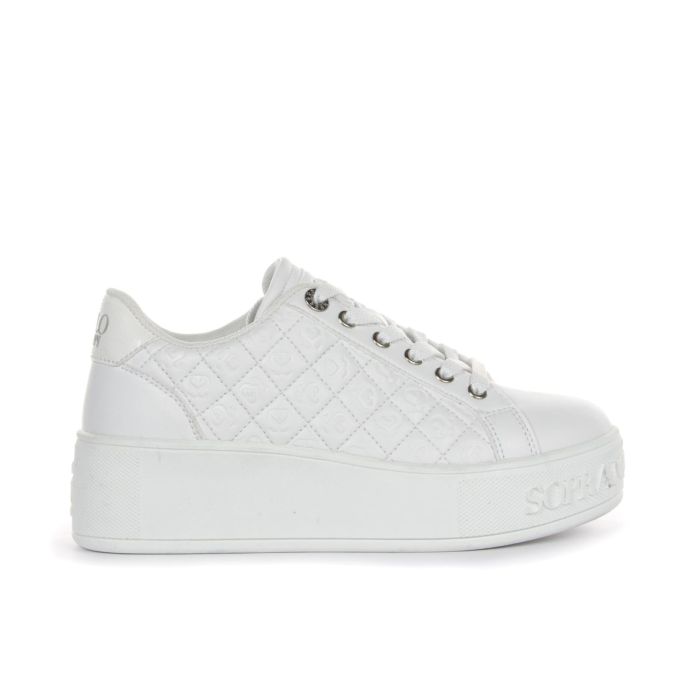 Sneakers bianche con suola platform e maxi logo