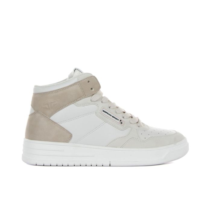 Sneakers bianche alte con lacci e logo