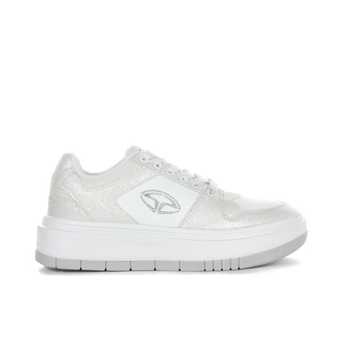 Sneakers argento con logo laterale e suola platform
