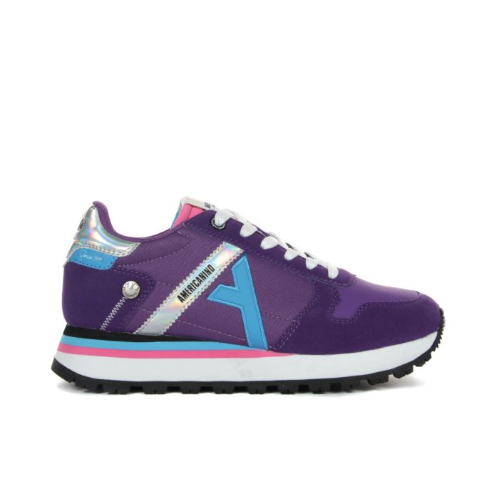 Sneakers viola con dettagli laminati e suola platform