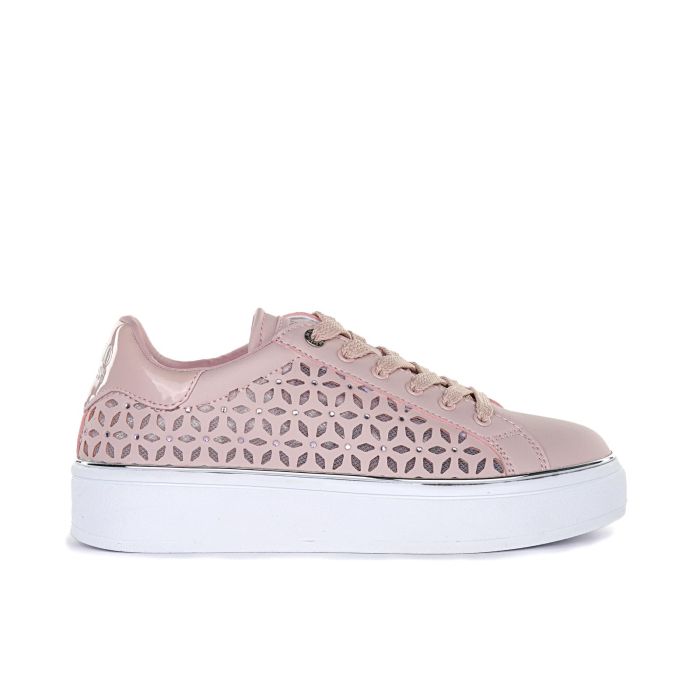 Sneakers rosa da donna traforate con suola platform