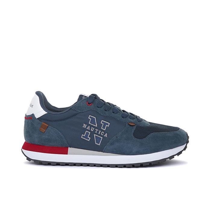 Sneakers blu con maxi logo laterale