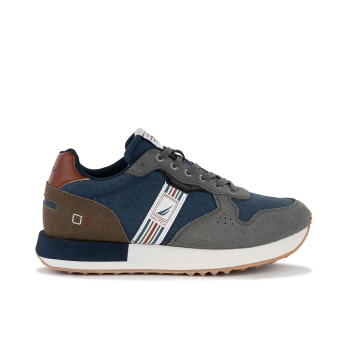 Sneakers basse blu e grigie da uomo