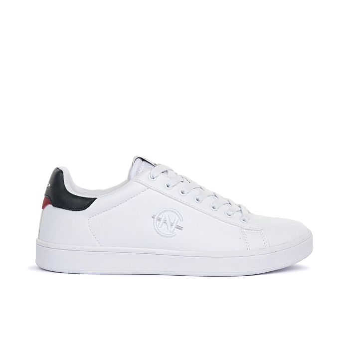 Sneakers bianche con logo laterale e cuciture