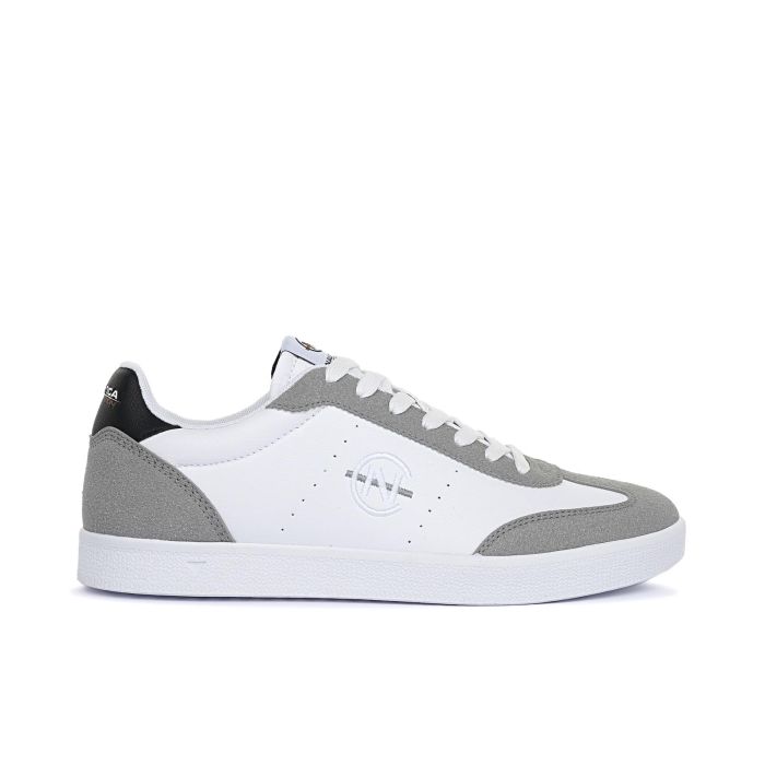 Sneakers bianche con logo laterale e inserti a contrasto