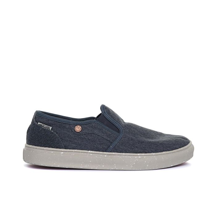 Scarpe slip-on blu in tessuto effetto denim