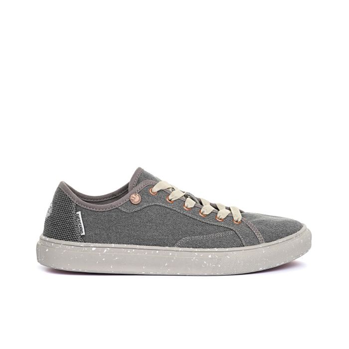 Sneakers grigie in tela con cuciture