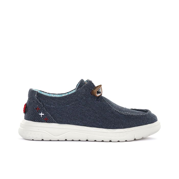 Sneakers blu da bambino in tela con lacci elastici