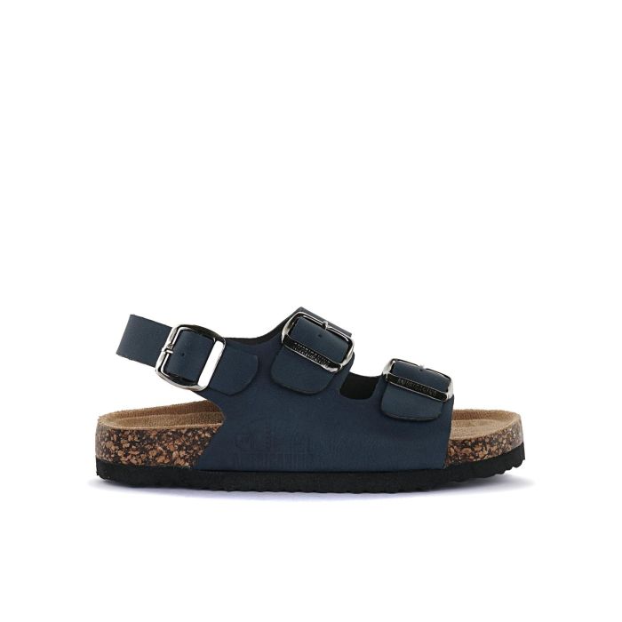 Sandali blu da bimbo con cinturini regolabili e fondo effetto sughero