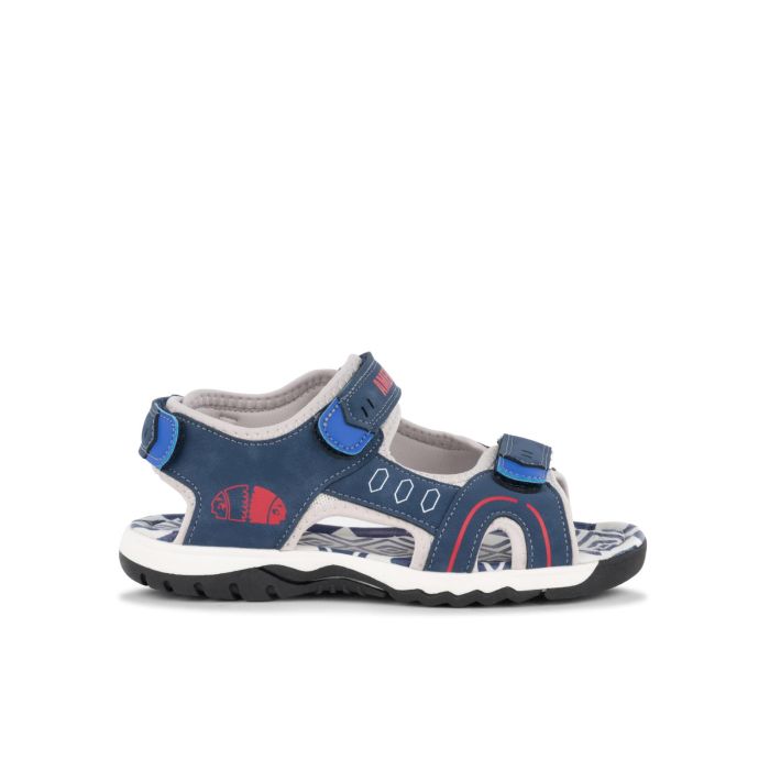 Sandali blu da bambino con strappi e logo