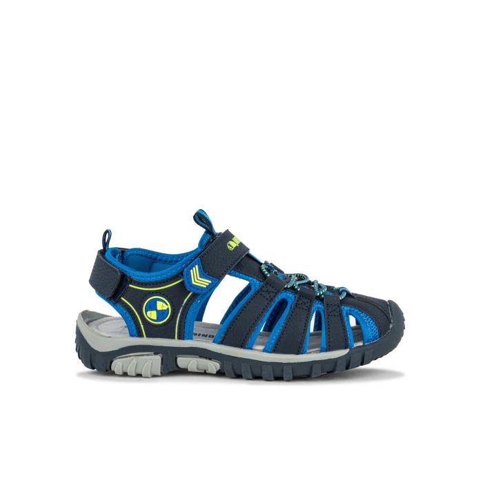 Sandali blu a gabbia da bambino con strappi