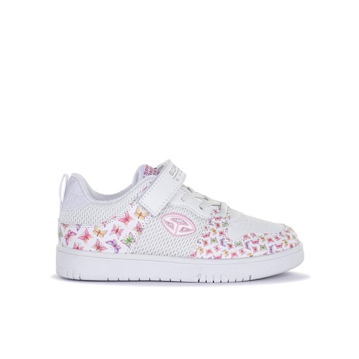 Sneakers bianche da bambina con stampa fiori
