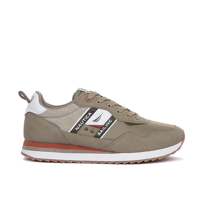 Sneakers beige con logo laterale