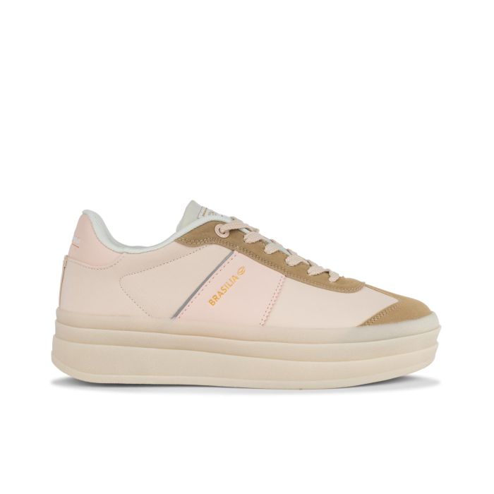 Sneakers da donna con platform beige e rosa