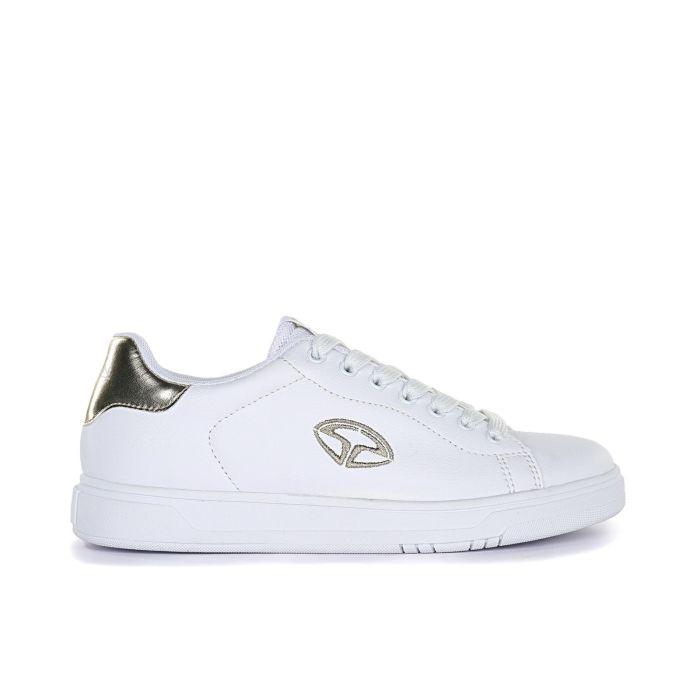 Sneakers bianche con logo laterale e dettagli laminati