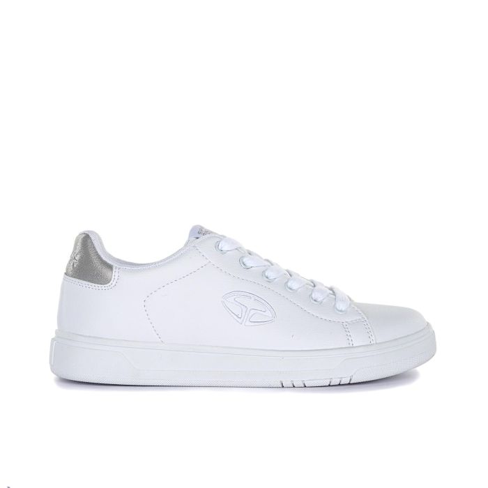 Sneakers bianche con logo laterale e lacci