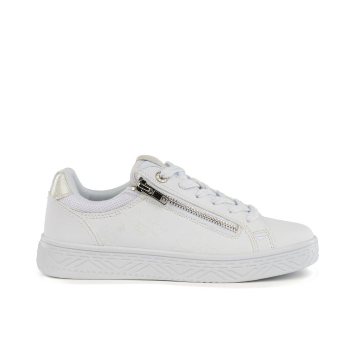 Sneakers basse bianche da donna con zip