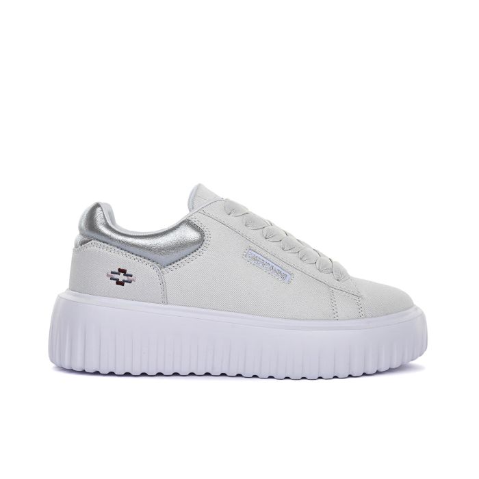 Sneakers donna bianche e argento glitterate con suola platform sagomata