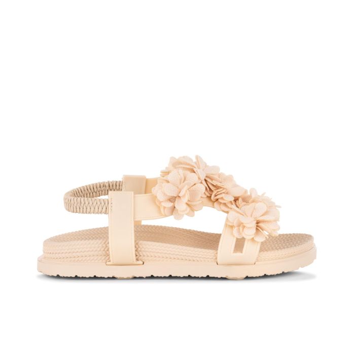 Sandali bassi da donna beige da mare con fiori
