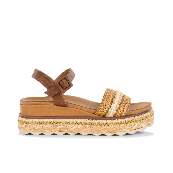 Sandali con platform marroni con cinturino da donna dettaglio corda