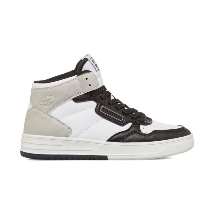 Sneakers alte da donna bianche e nere con lacci