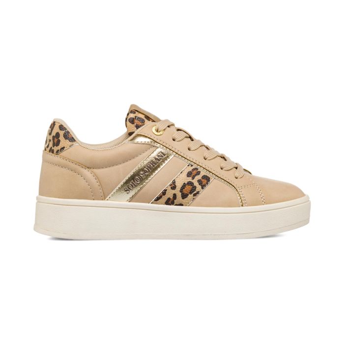 Sneakers beige da donna con dettagli animalier
