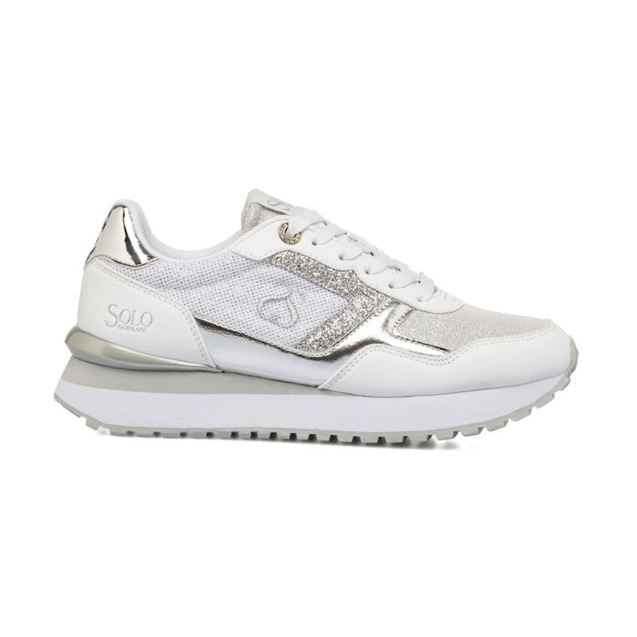 Sneakers bianche da donna con suola platform e logo