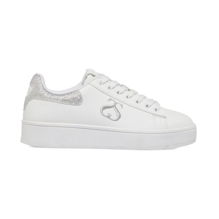 Sneakers bianche da donna con dettagli glitter