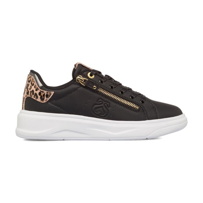 Sneakers nere da donna con logo laterale e dettaglio animalier