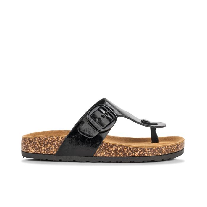 Sandali modello infradito neri da donna con fondo effetto sughero