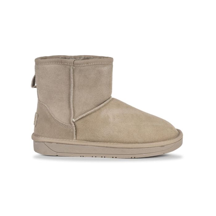 Stivaletti bassi beige da donna con cuciture e interno in peluche