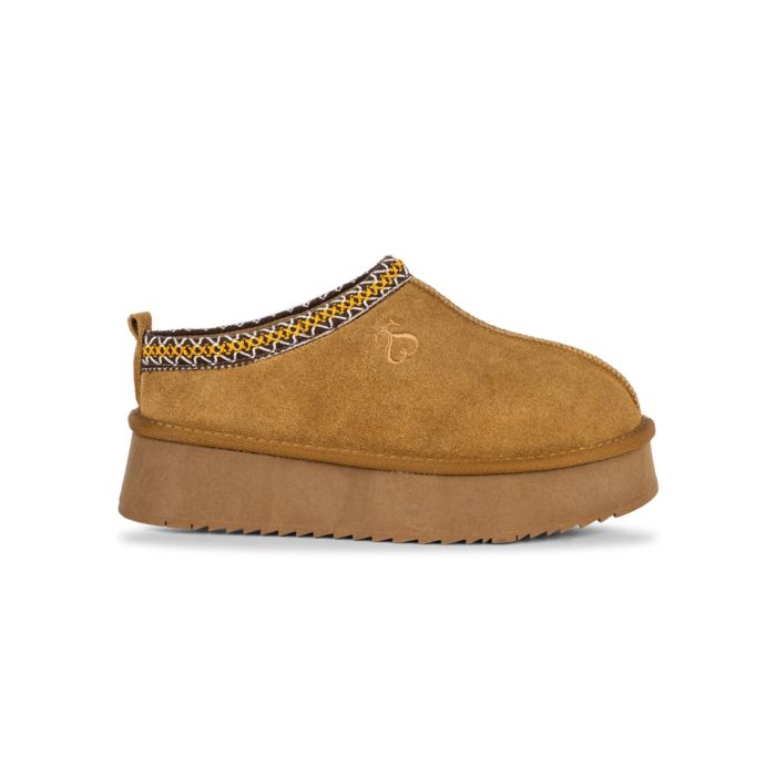 Sabot gialli da donna con suola platform e interno in eco-pelo