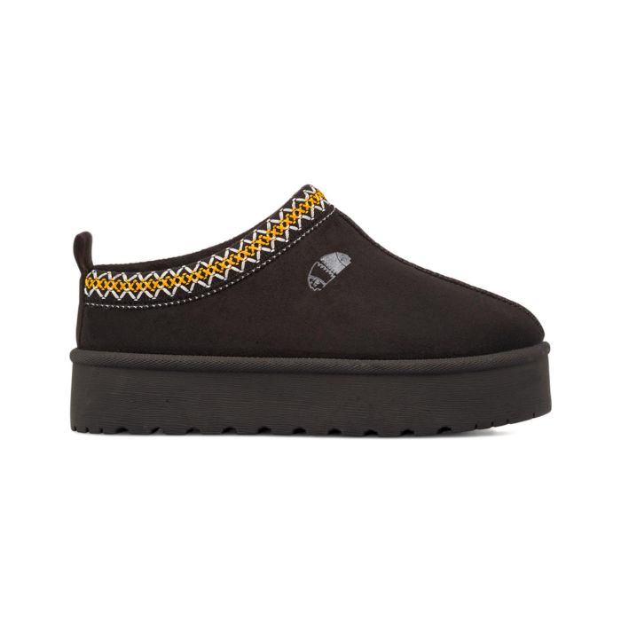 Sabot neri da donna con interno in eco-pelo e suola platform