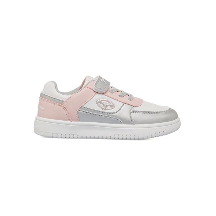 Sneakers argento e bianche da bambina con logo e velcro