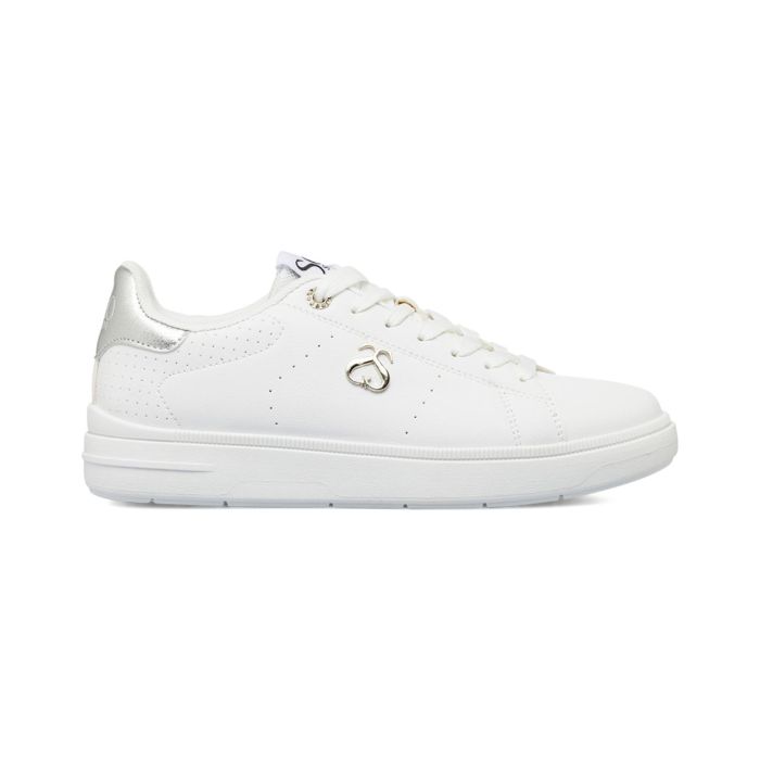 Sneakers bianche Solo Soprani da donna con logo laterale argento