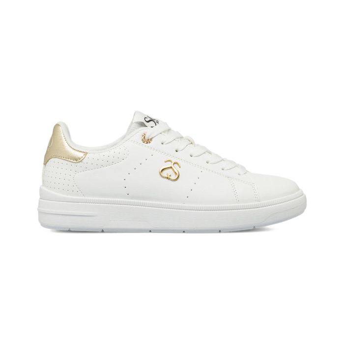 Sneakers bianche Solo Soprani da donna con logo laterale oro