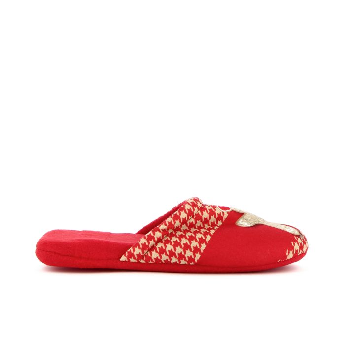 Ciabatte donna da casa rosse con stampa natale