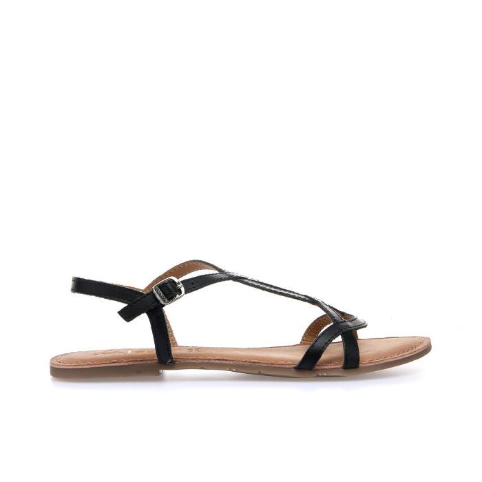 Sandali bassi neri in pelle da donna